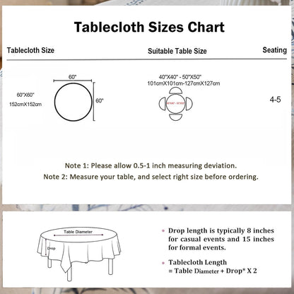 Rustic Waterproof Linen round Tablecloth, Heavy Weight Fern Embroidery Table Cloths for round Tables, Farmhouse Spill-Proof Table Covers with Tassels, Blue, 55 Inch5