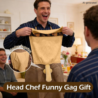 Funny Aprons for Men, Head Chef Prank Apron Hidden Surprise, Gag Gifts | Funny BBQ Apron for Men, Prank Cooking and Grilling Apron with Pocket, Novelty Design for Dad, Husband and Friends3