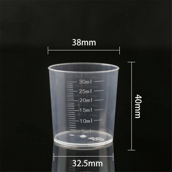 100 Pcs 30Ml/1.02Oz Plastic Measuring Cup Transparent Clear Liquid Mixing Medicine Cups Labs Graduated Baking Beaker Measure Jugs Set Kitchen Cooking Measure Tool Home2