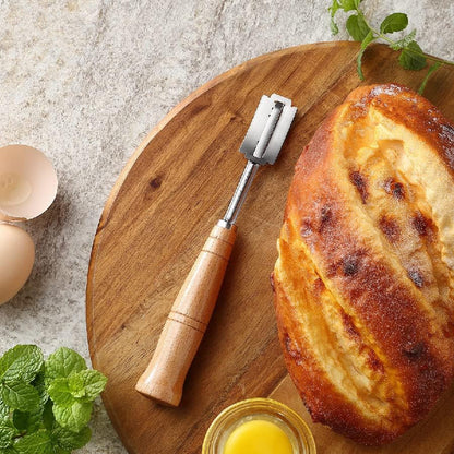 "SAINT GERMAIN Premium Hand Crafted Bread Lame for Dough Scoring Knife, Lame Bread Tool for Sourdough Bread Slashing with 10 Blades Included with Replacement with Authentic Leather Protector Cover"6