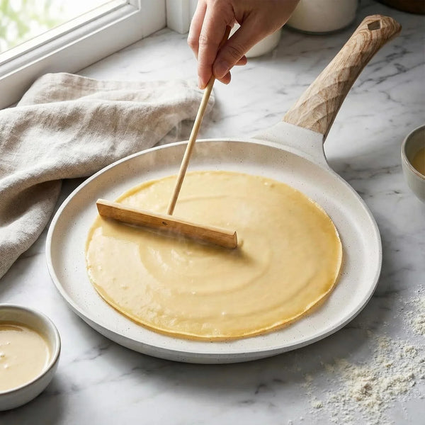Nonstick Crepe Pan with Spreader, 10-Inch Tortilla Pan with Detachable Handle, Ceramic Coating Pancake Dosa Tawa Griddle Pan, for All Stove, Induction Compatible, PFOA Free (White)8