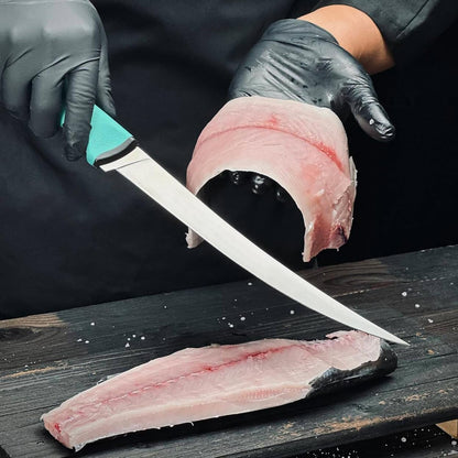 Professional Fish Fillet Knife & Boning Knife 9.5 Inch - High-Carbon Steel Blade for Fish,Meat & Poultry - Flexible Curved Design for Precise Deboning,Slicing,And Sushi Preparation4