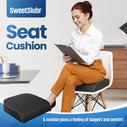 Seat Cushion, Chair Pad, Memory Foam Large Cushion | Office Chair Cushion for Tailbone Pain Relief, Non-Slip Cover, Soft Support for Office Chair, Car Seat, Airplane,Large/Black7