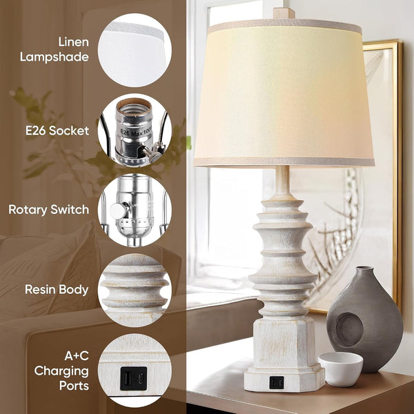 Table Lamps for Nightstand Set of 2, White Bedside Lamp for Bedroom4