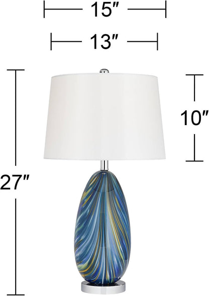 Pablo 27" Tall Table Lamp Modern Blue Art Glass Hand Blown Swirling4