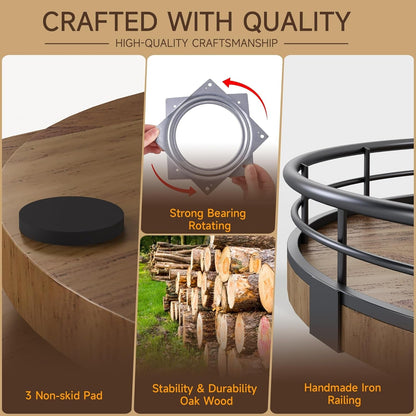 9-Inch Farmhouse Oak Lazy Susan Cabinet Organizer, Walnut Finish5