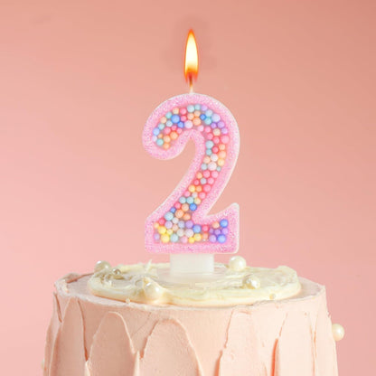 Number 2 Pink Macaron Birthday Candles, Macaron Themed Number Candles, Cake Number Candles, Party Celebration2