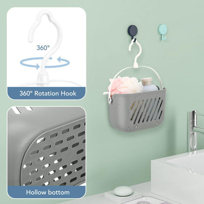 Plastic Storage Basket with Hook 8.26X5.51X5.11In Hanging Shower Caddy Waterproof Rustproof Organizer for Kitchen Bathroom with Drainage for Toiletries Dorm Pantry4