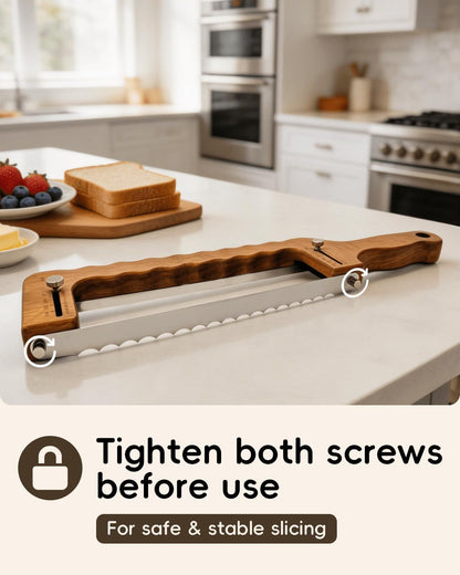 Solid Walnut Wood Bread Bow Knife & Bread Lame Set | Adjustable Bread Slicer for Even Slices, Ultra Sharp Serrated Fiddler Knife for Artisan Sourdough, Homemade Loaves & Cakes, Ergonomic Design6