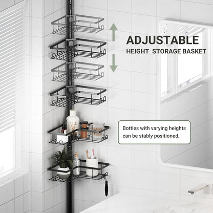 Corner Shower Caddy Tension Pole, 4-Tier Organizer, 47-114 In2