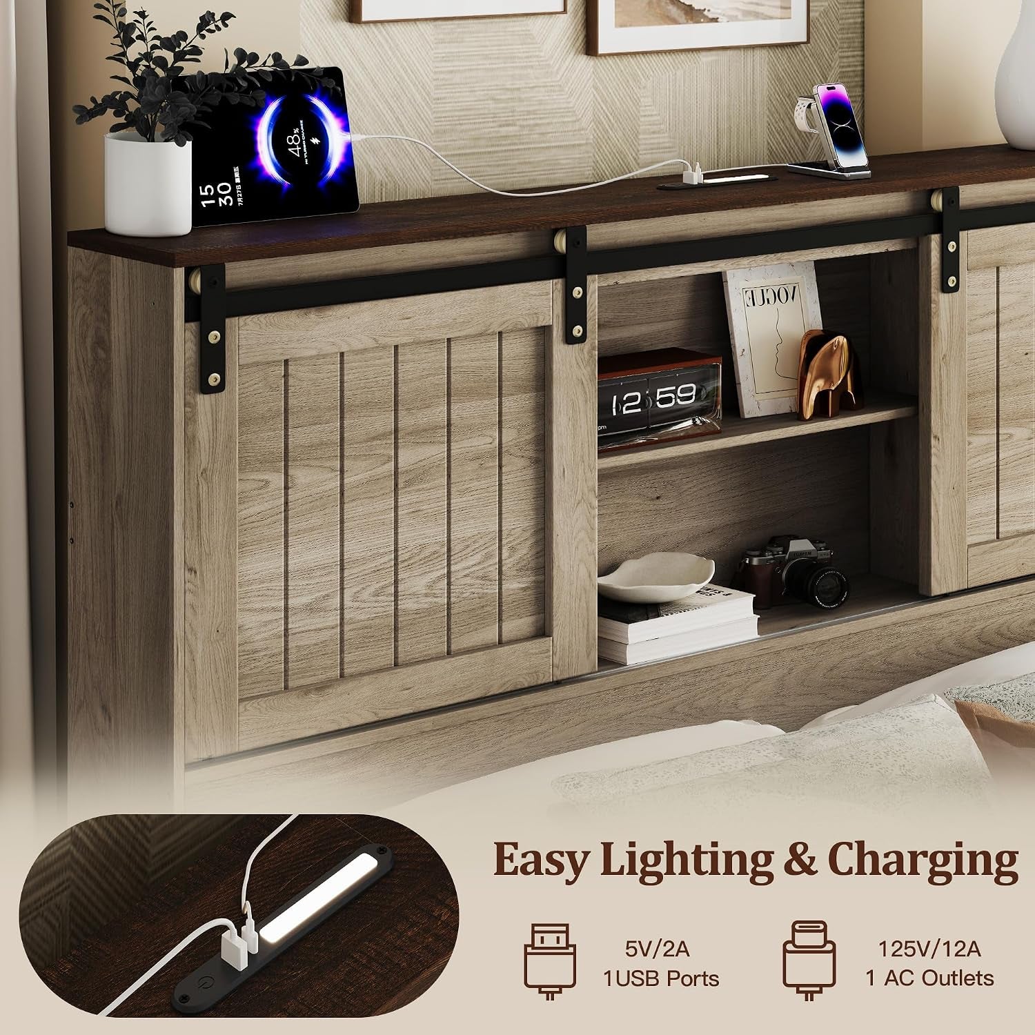 queen-size-bed-frame-with-storage-headboard-reading-lights-oak