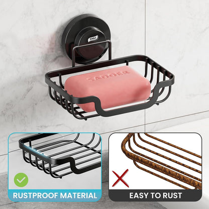Soap Dish, Bar Soap Holder Suction Cup, Stainless Steel Sponge Holder4