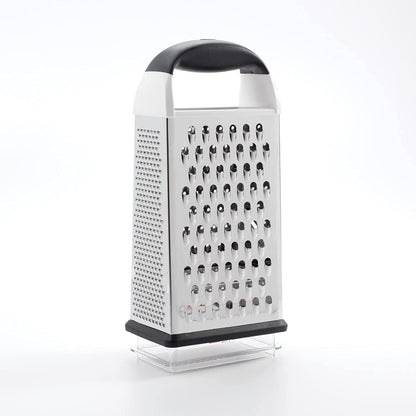 OXO Good Grips 4-Sided Box Grater for Cheese & Vegetables with Container | Stainless Steel Grating Surfaces, Non-Slip Handle, Detachable Container, Cheese, Vegetables, Zesting, Multi Purpose Grater5