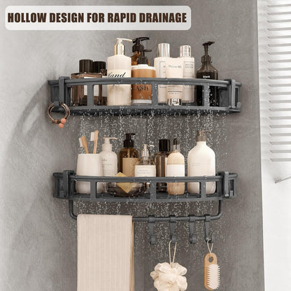 Shower Caddy Hanging 2 Pack, Rustproof Adhesive Corner Shower Shelves5