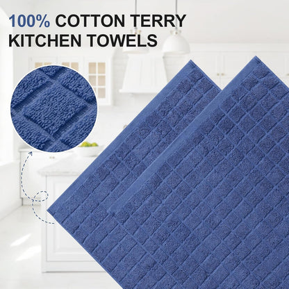 Premium Ring Spun Cotton 390 GSM Kitchen Towels, 6 Pack, Navy Blue2