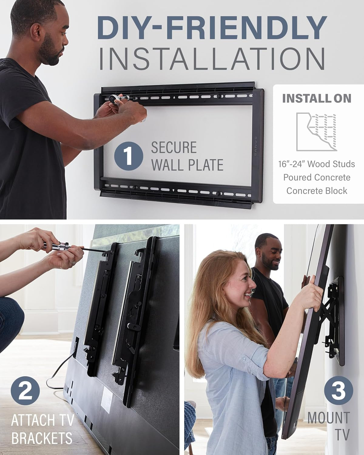 tilting-tv-wall-mount-for-46-90-tvs-or-150lbs-premium-tilt-mount-w-universal-fit-smooth-5-7-extension-allows-for-cable-management-includes-hardware-drill-template-for-easy-install