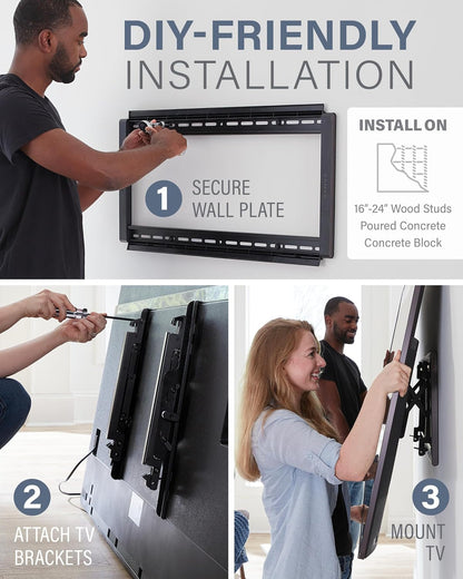 Tilting TV Wall Mount for 46" - 90” Tvs or 150Lbs - Premium Tilt Mount W/Universal Fit - Smooth 5.7" Extension Allows for Cable Management - Includes Hardware & Drill Template for Easy Install6