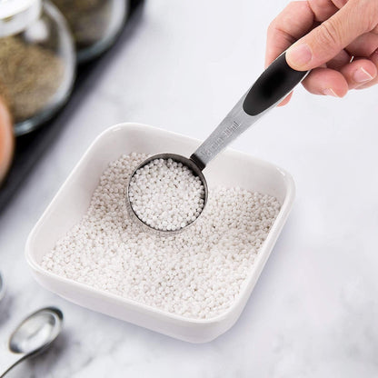 Measuring Cups and Magnetic Measuring Spoons Set, Stainless Steel 5 Cups and 7 Spoons (Black)9