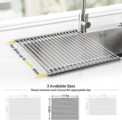 Roll up Dish Drying Rack over Sink, 304 Steel, 17.7X15.5, Grey2