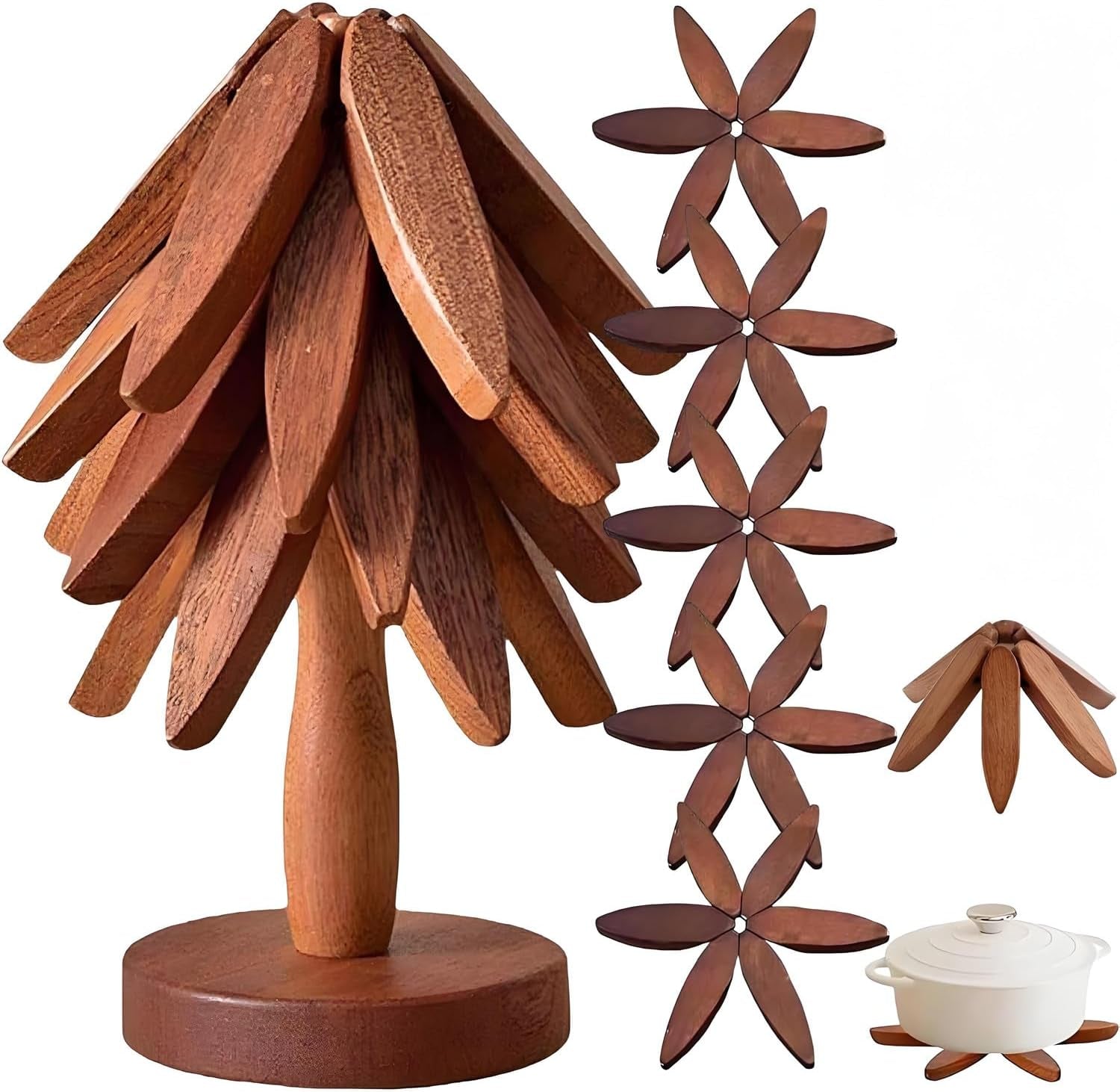 wooden-tree-trivets-trivets-for-hot-dishes-tree-coasters-set-of-5-with-stand-foldable-kitchen-trivets-1-stand-like-a-christmas-tree-trivets-for-pots-pans-bowls-teapots