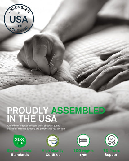 Queen Size Mattress, 10 Inch Cooling-Gel Memory Foam Mattress Made in USA, Certipur-Us Certified Mattresses in a Box, Medium Firm, Pressure Relief, Motion Isolation, CY-10-Q-V2