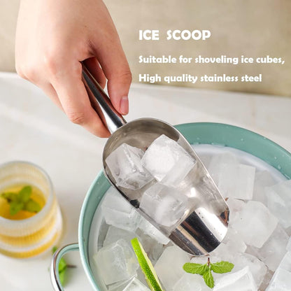 Metal Ice Scoop 6 Oz，Kitchen Ice Scooper for Ice Maker, Small Food Scoops for Bar Party Wedding Pet Dog Food, Stainless Steel Silver2