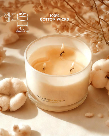 Luxury Vanilla Soy Candles | Large 3 Wick Jar Candle | up to 50 Hours Burning Time | 100% Natural Soy Wax | Relaxing Aromatherapy Aesthetic Candle | Housewarming Gift for Men and Women5