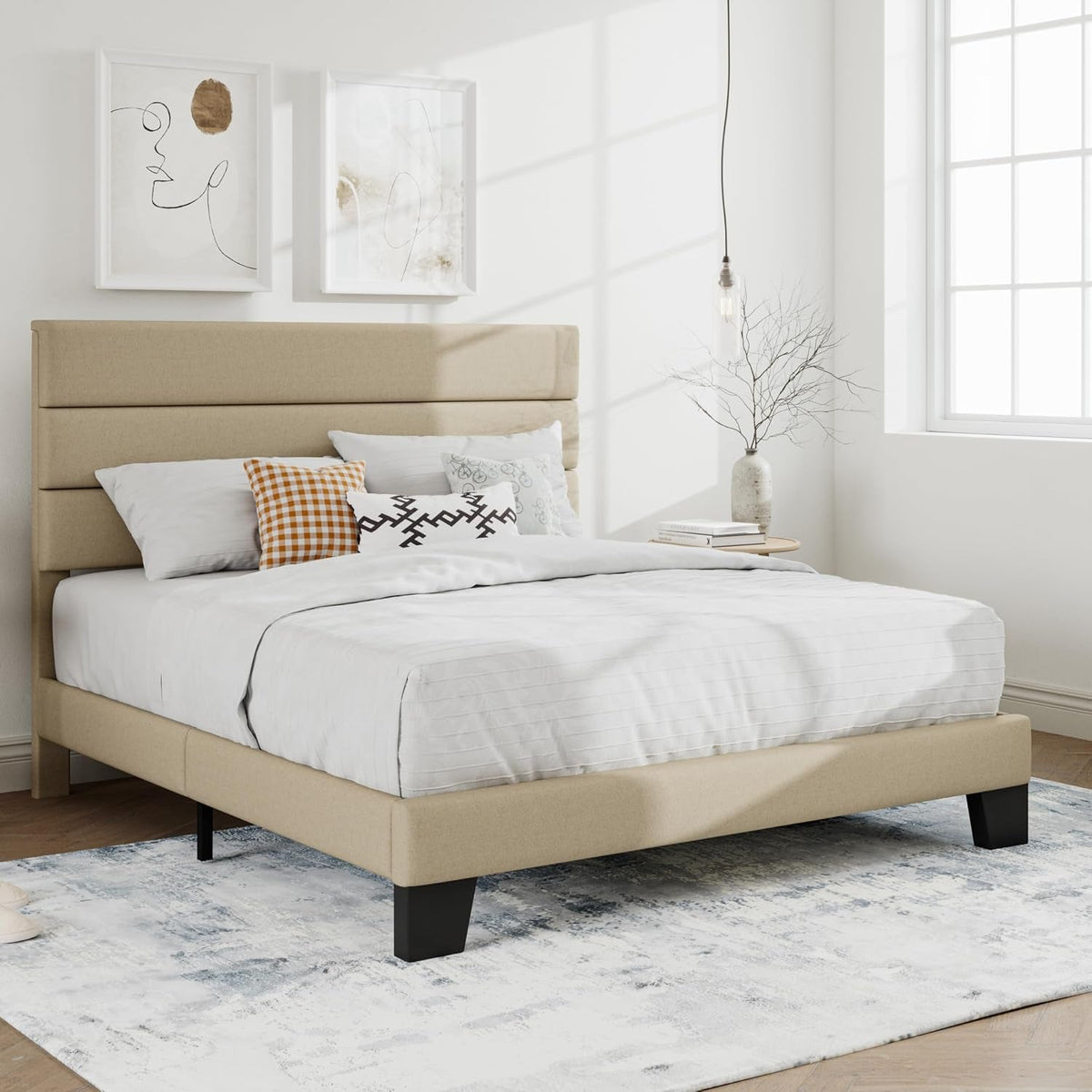 full-platform-bed-frame-with-upholstered-fabric-headboard-beige