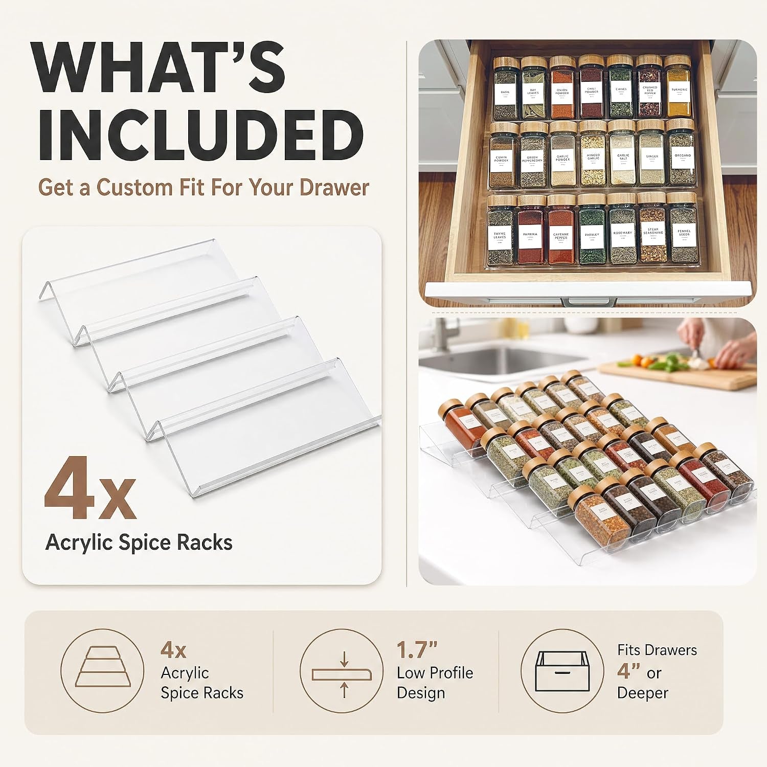 acrylic-spice-drawer-organizer-4-pk-expandable-13-26-acrylic-spice-rack-for-drawer-seasoning-organizer-tray-shelf-stackable-4-tier-herb-jar-rack-insert-for-kitchen-cabinet-herb-jars-not-included