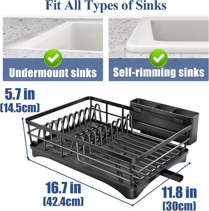 Dish Drying Rack for Kitchen Counter, 11.8" W X 16.7" L, Black5