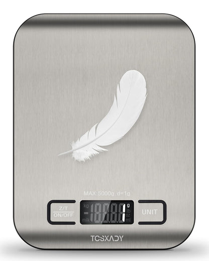 Food Scale, Digital Kitchen Scale with Grams & Ounces Units, 11Lb | Digital Scale with 6 Units, LCD Display and Tare Function, Compact Design for Baking, Cooking, Meal Prep, 304 Stainless Steel1