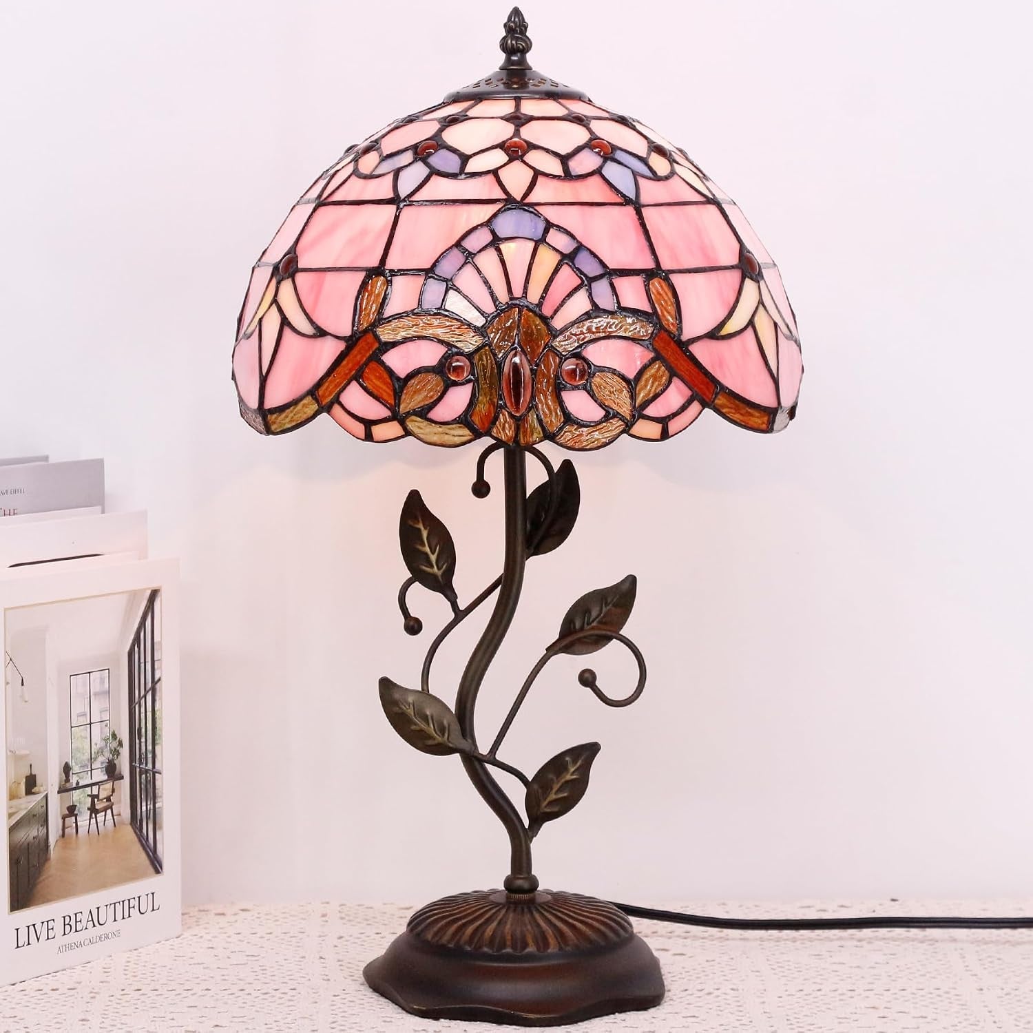 table-lamp-base-replacement-only-n-w-6-h-20-inch-fit-for-8-10-12-inch-tiffany-style-stained-glass-lampshade-dark-bronze-finish-resin-push-switch-on-cord