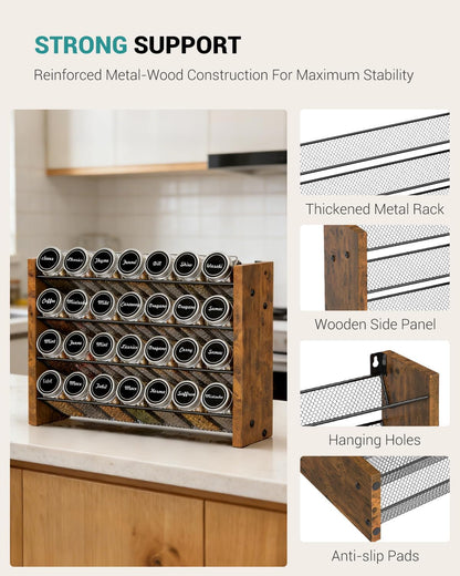 Spice Rack Organizer with 28 Glass Jars, for Cabinet Wall Mount Countertop8