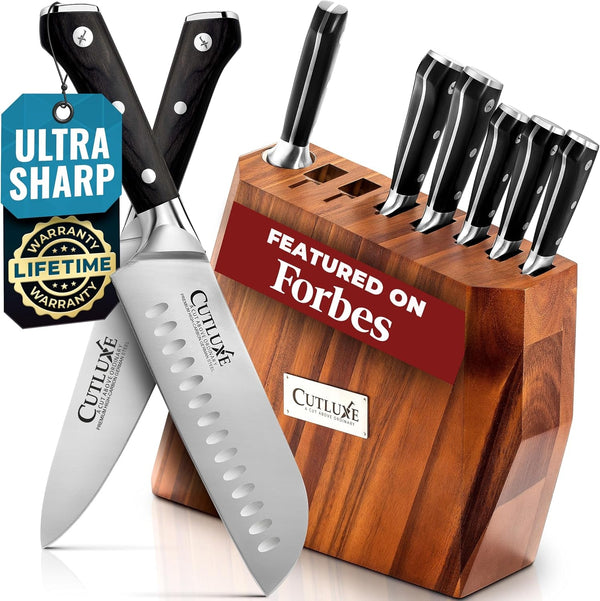 Kitchen Knife Set, 8-Piece Chef Knives with Acacia Wood Block | Razor Sharp Full Tang Blades, High Carbon German Steel – Artisan Series, Professional1