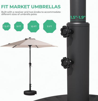 81.5Lb Max Capacity Outdoor Patio Umbrella Base, Black | Water Filled Umbrella Stand, Heavy Duty Market Umbrellas Base7