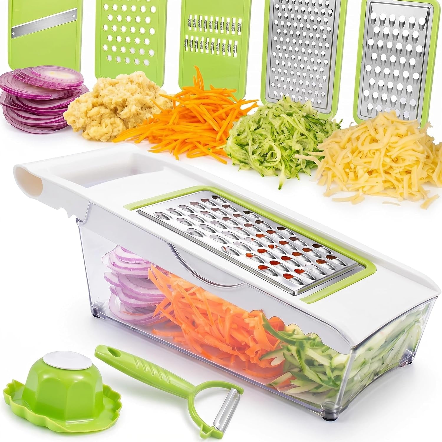 cheese-grater-with-container-5-in-1-mandoline-slicer-for-kitchen-multi-purpose-vegetable-slicer-easy-to-clean-vegetable-chopper-cheese-shredder-julienne-slicer-and-peeler