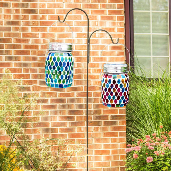 Solar Mosaic Glass Solar Hanging Lantern, Waterproof Outdoor Garden Light9
