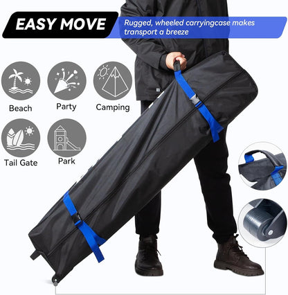 10' X 10' Pop up Canopy Tent with Sand Weight Bag, Freestanding Sun Shelter for Picnic and Camping, One Person Setup and Height Adjustable (Blue)6