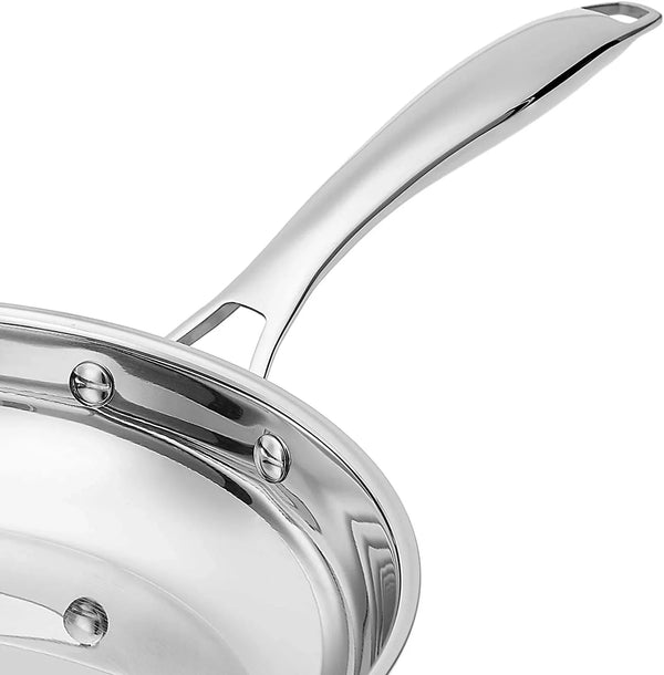 Stainless Steel Frying Pan Set, Induction Compatible Skillet, Oven Safe, Heat Distributes Evenly, 8-Inch & 10-Inch, 2-Piece3