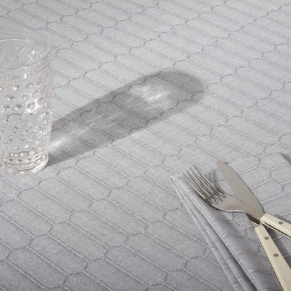 Honeycomb Modern Farmhouse Tablecloth, Charcoal Grey, 60"X102"3