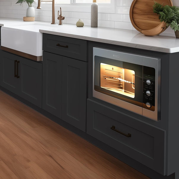 Microwave Base Cabinet – Solid Wood Shaker Style Kitchen Storage Base Unit with Drawer & Soft-Close Doors, RTA Pantry Cupboard for Dining Room, Coffee Bar 30" W X 24" D X 34 1/2" H (Charcoal Black)2