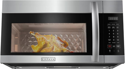 Empava 1.7 Cu.Ft. Over-The-Range Microwave, 1000W, Silver, EMPV-30OTR01 | Sensor Cooking, Auto Menus, 2-Speed 300 CFM Venting Fan, 10 Power Levels, Turntable Function, Bright Cooktop LED Lighting1