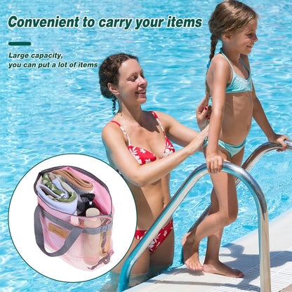 Portable Gym Shower Bag, Mesh Shower Caddy Bag, Quick Dry Hanging Toiletry and Bath Organizer with Zipper for College Dorm, Gym, Yoga, Swimming Pool, Travel(Pink)3