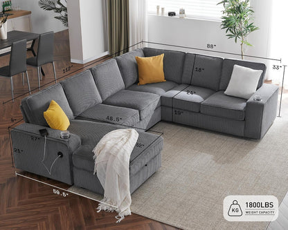 112" Sectional Couch, U Shaped Couch with Storage, Couches for Living Room2