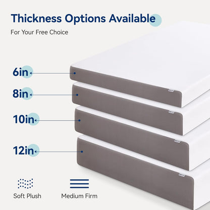 Memory Foam Mattress, Soft Plush Feel, Breathable, 6 Inch, Twin, White/Grey10