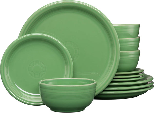 ® 12-Piece Bistro Coupe Dinnerware Set (Service for 4) – Durable Ceramic, Lead-Safe, Dishwasher/Microwave/Oven Safe – Made in USA Dinnerware - Meadow1