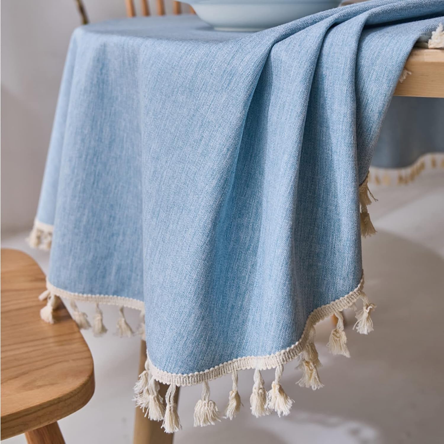 linen-textured-round-tablecloth-with-lace-trim-waterproof-spill-proof-table-cover-for-kitchen-dining-tabletop-decoration-green-round-48-inch