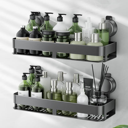 Shower Caddy Suction Cup,2 Pack Suction Shower Organizer,No Drilling Rustproof Shelves for Bathroom,Kitchen,Home Decor,Heavy Duty Bathroom Organizer with Large Capacity (15.7 Inch-No Bar)1