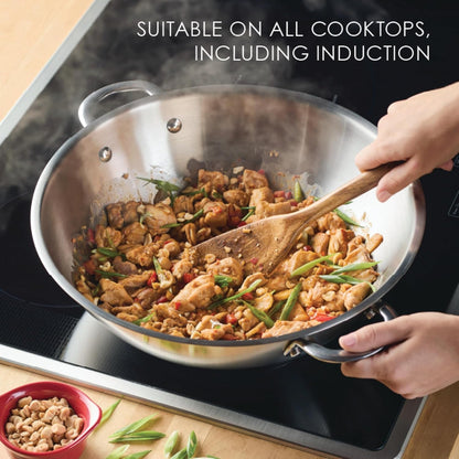 Professional Stainless Steel Wok/Stir-Fry Pan, Compatible with All Cooktops, Induction Ready, Dishwasher and Metal Utensil Safe, 14 Inch - Stainless Steel5