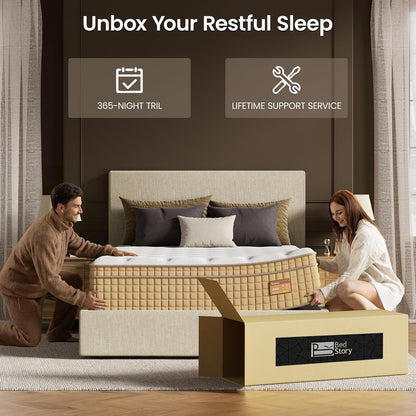 14 Inch Firm Queen Mattress, Deep Sleep Hybrid Mattresses in a Box, Zoned Lumbar Support for & Back Pain Relief, Made in USA, Certipur-Us Certified, 365 Night Trial, 10-Year Warranty7
